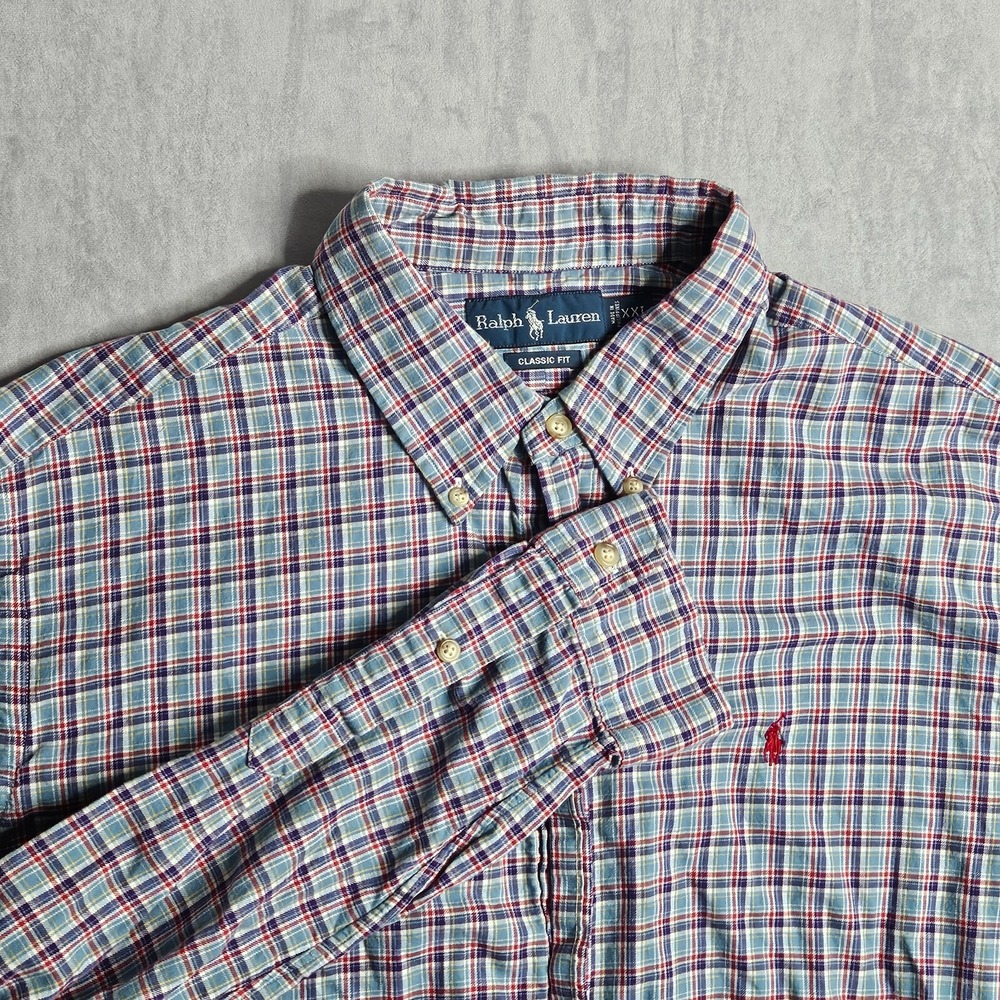 Ralph Lauren Shirt Mens XXL Plaid Button Down Classic Fit Colorful Pony Logo